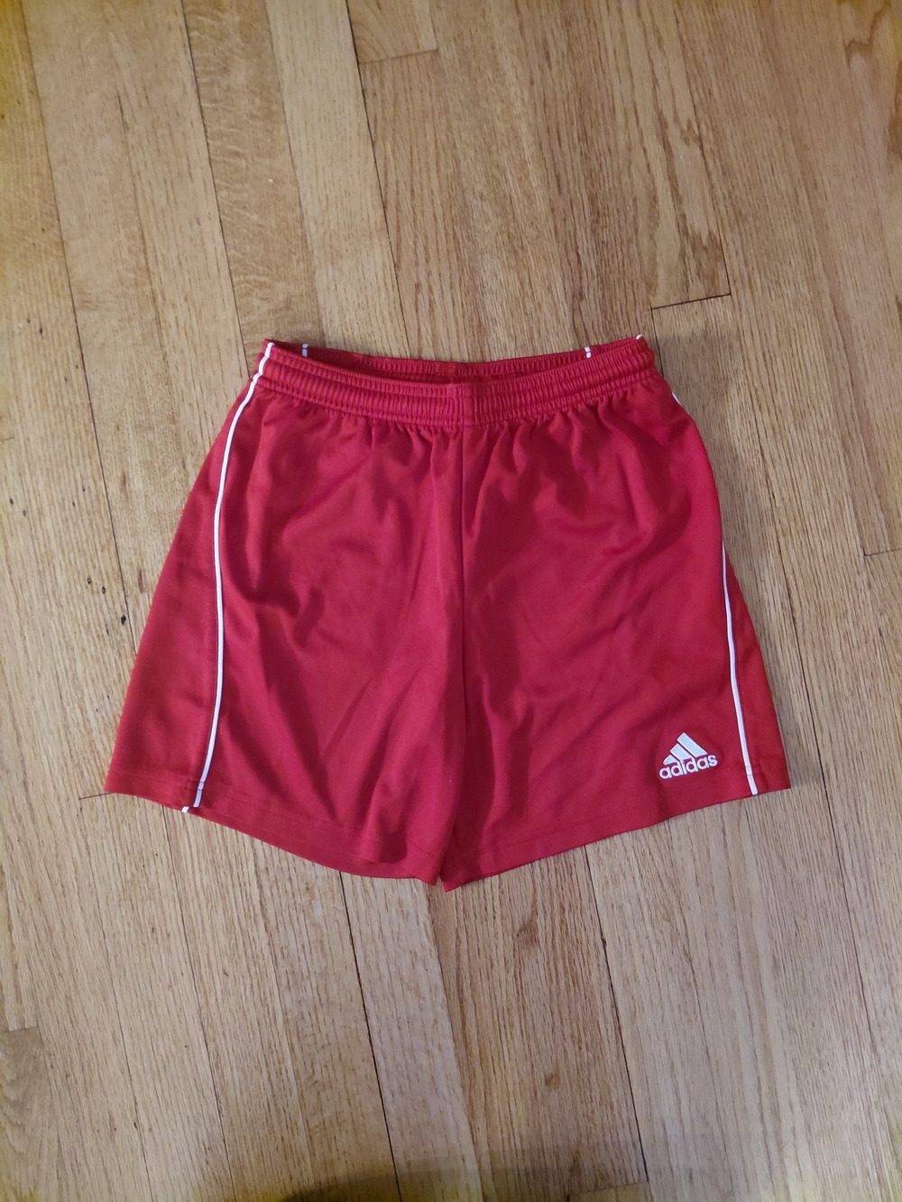 adidas Red Women's Athletic Shorts with White Piping